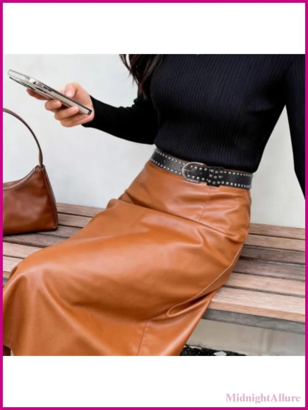 Metal-Accented Leather Belt, Wide Studded Western Waist Belt for Women